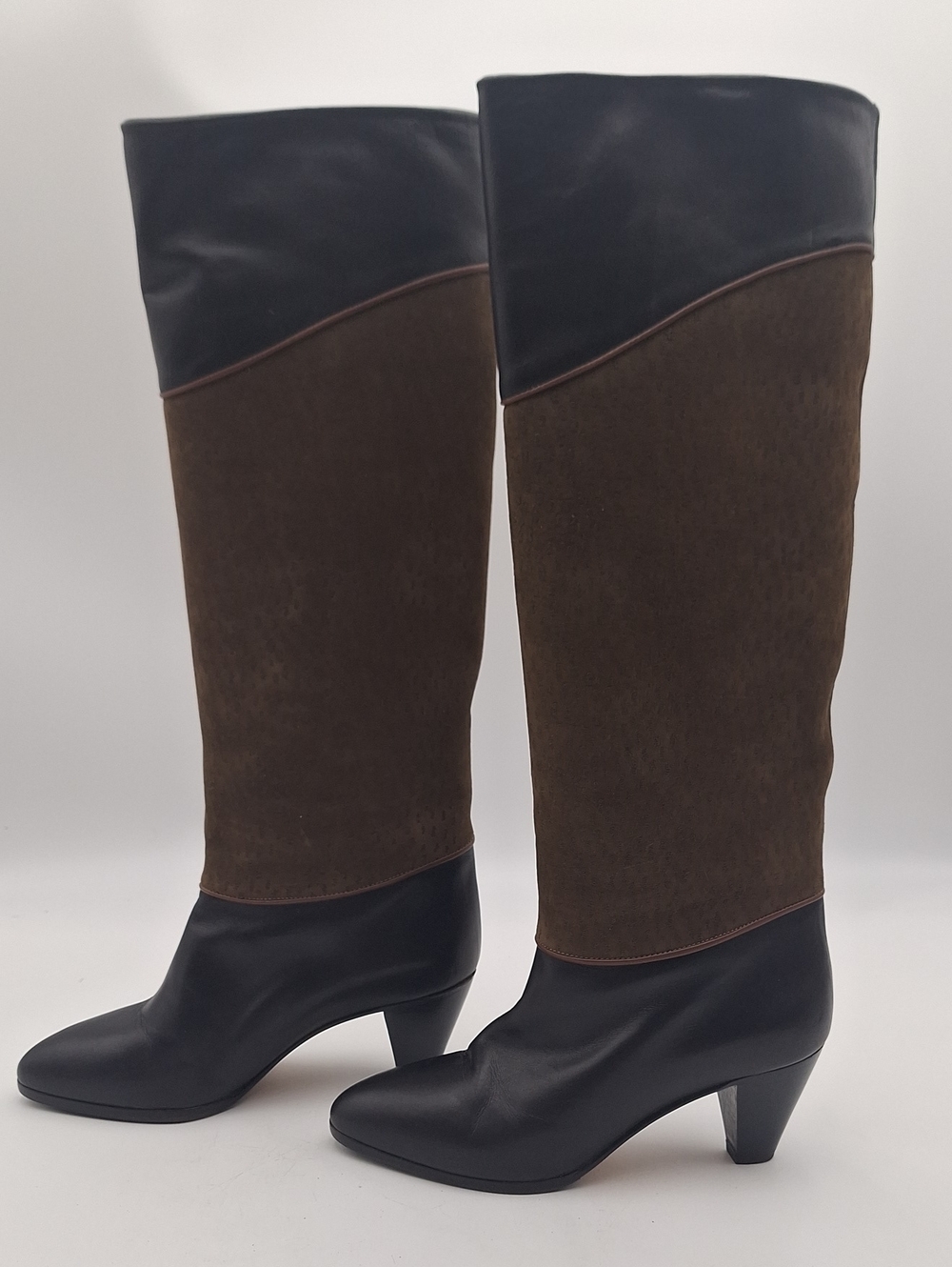 Carrano Women's Two-Tone Brown and Black Over-the-Knee Boots Size 5